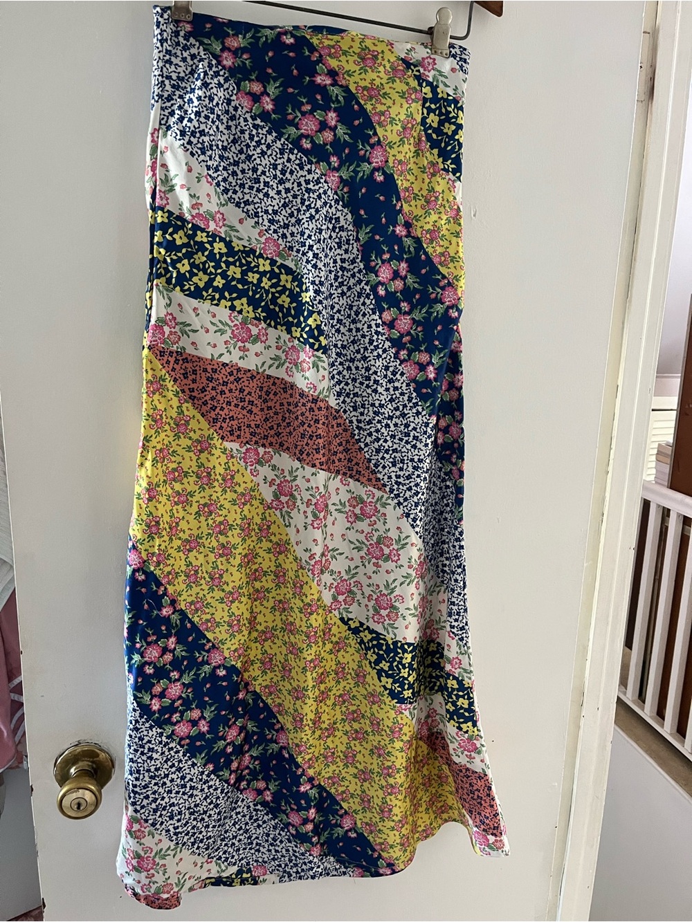 Nasty Gal Floral Patchwork Maxi Skirt - Navy, Yellow & White